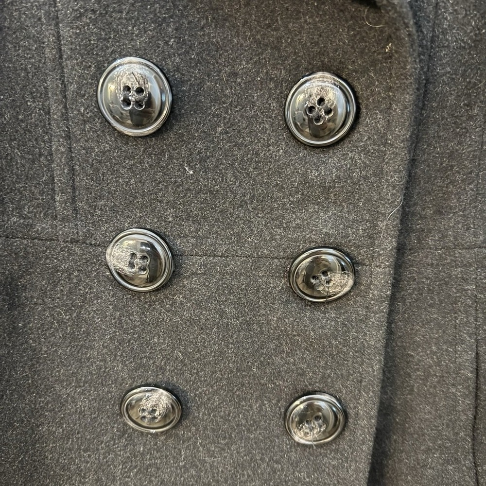 London Fog Women's Wool Blend Double Breasted Pea Coat Dark Grey L Classic - Picture 2 of 12